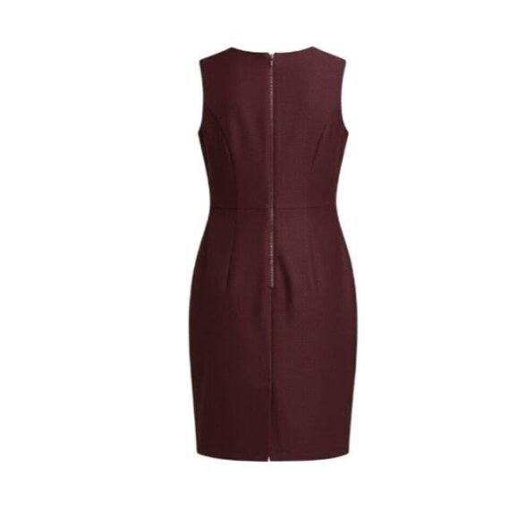 Hugo Boss Denesa Piped Sleeveless Sheath Dress 8 Burgundy Minimalistic - Picture 6 of 12